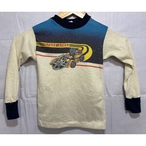 Space Racer Shirt Sci-Fi Little Boys Original Pajama Top‎ Long Sleeve Vintage